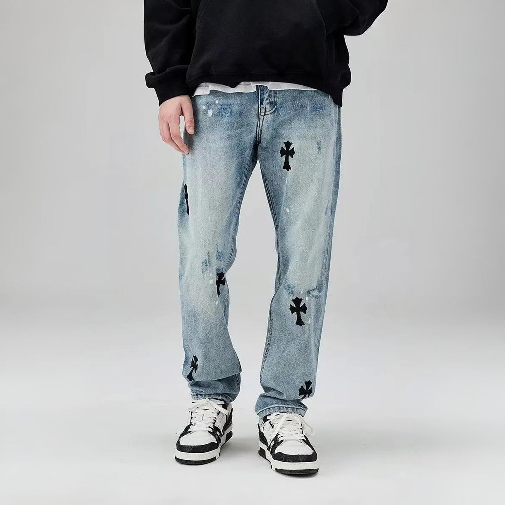 Gothic Cross Retro Jeans