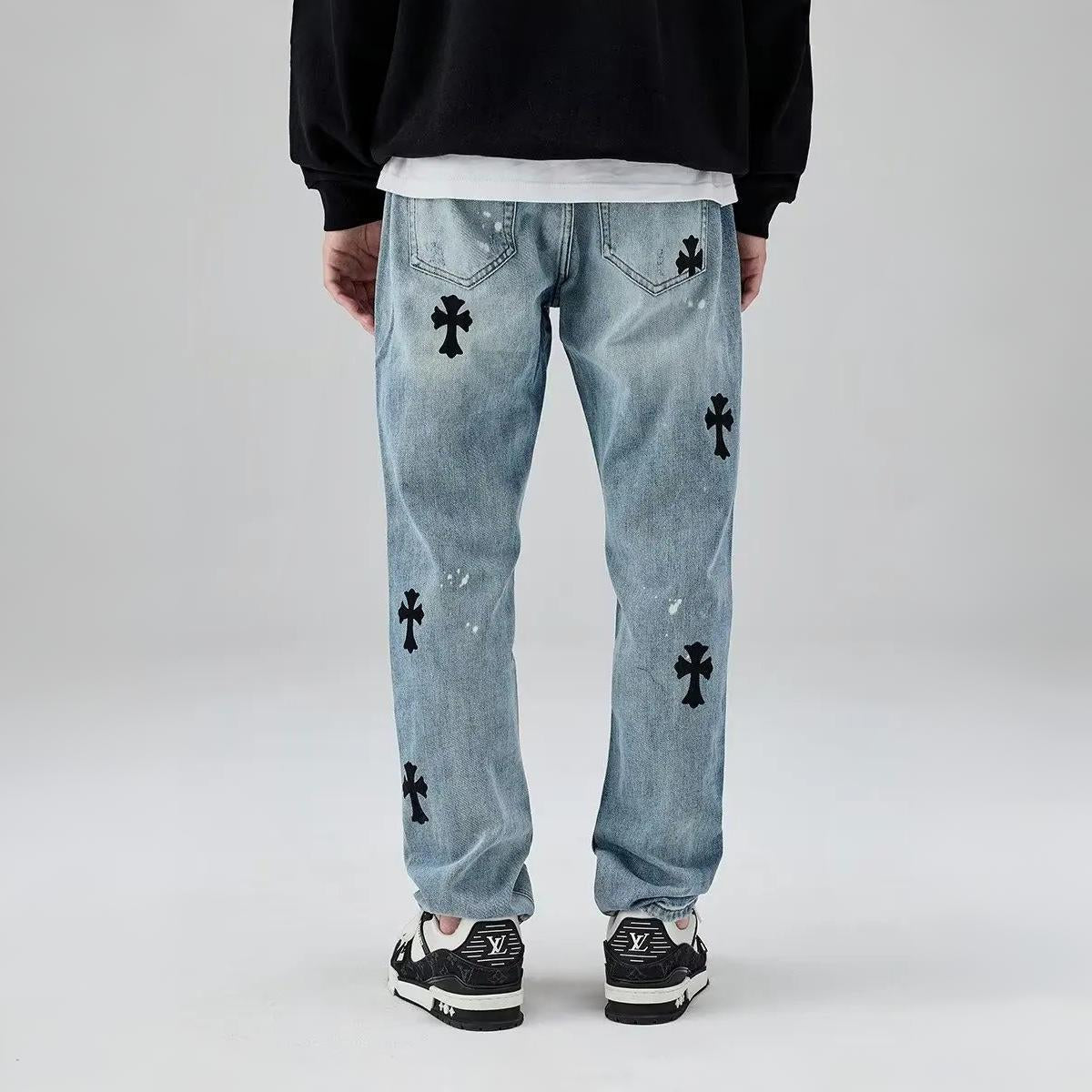 Gothic Cross Retro Jeans
